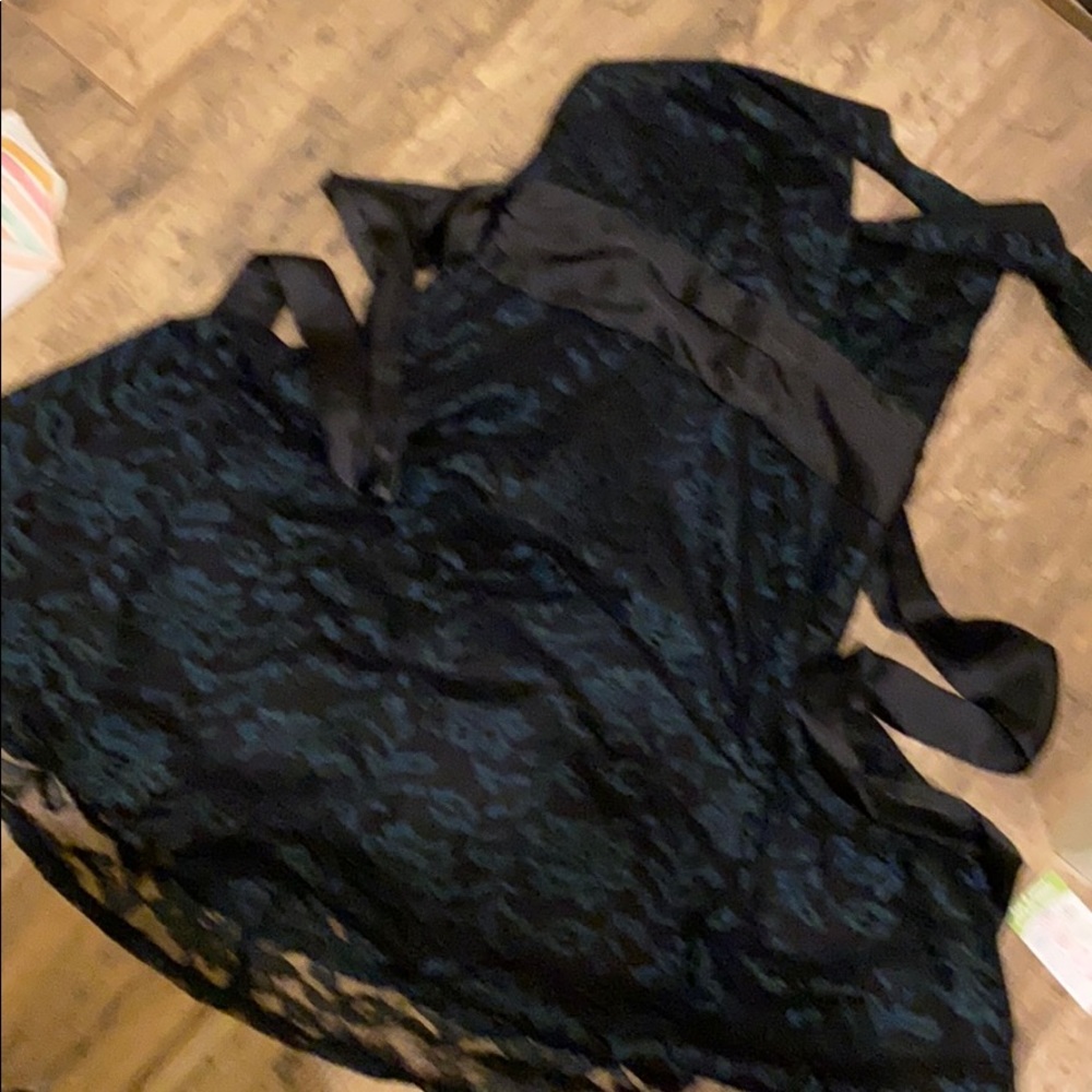 Roulette brand Green/black lace halter dress sz 14